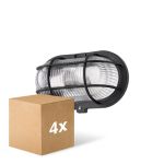 Lot 4x D'Lite Applique Murale Ecco Noir Ovale | IP44 - Convient pour 1x E27